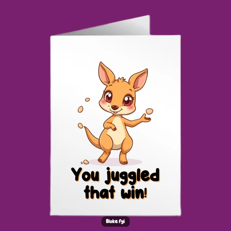 Free Printable Congrats Card: Juggling Kangaroo Digital Download for Any Win