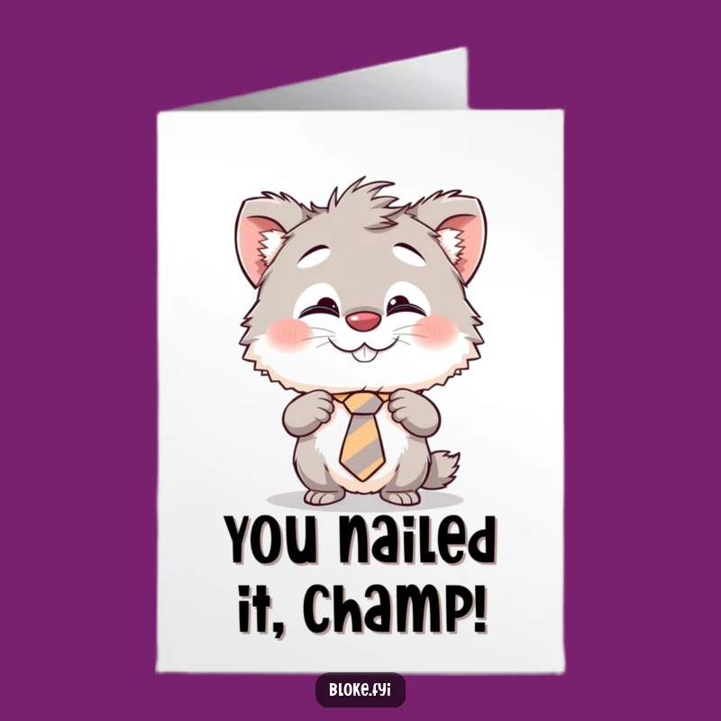 Congratulate them with a laugh using this Free Printable card. A funny creature adjusting its tie, ready to 'Print at Home' for any occasion.