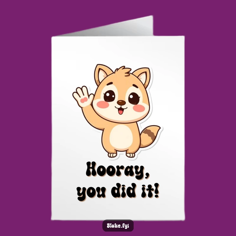 Free Printable Congrats Card: Waving Animal Style, Funny Downloadable Gift for Big Wins