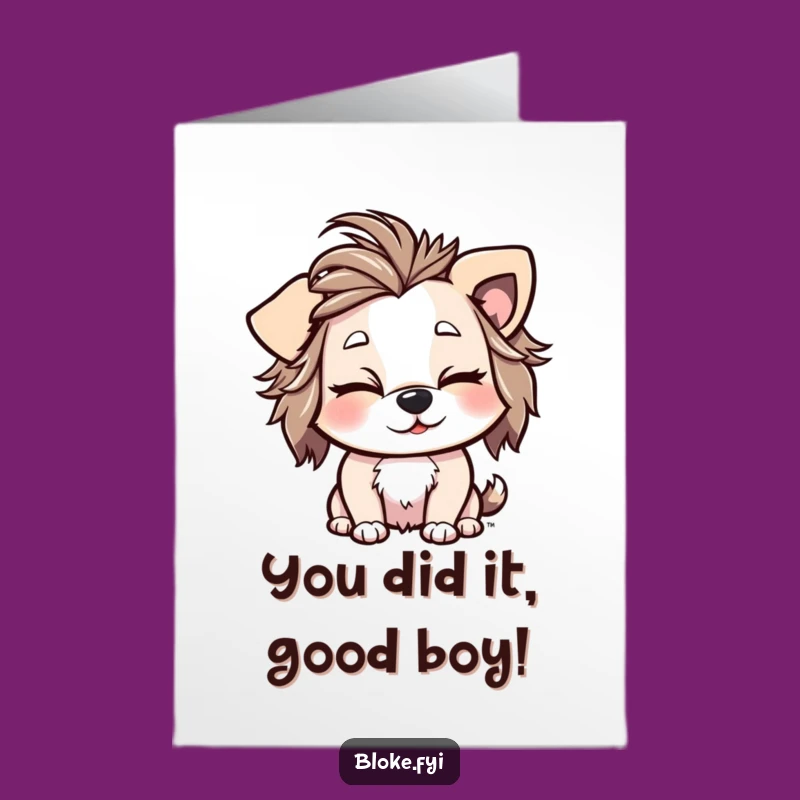 Celebrate their win with a grin! This free printable congratulations card features a cheeky dog, ready for print at home.