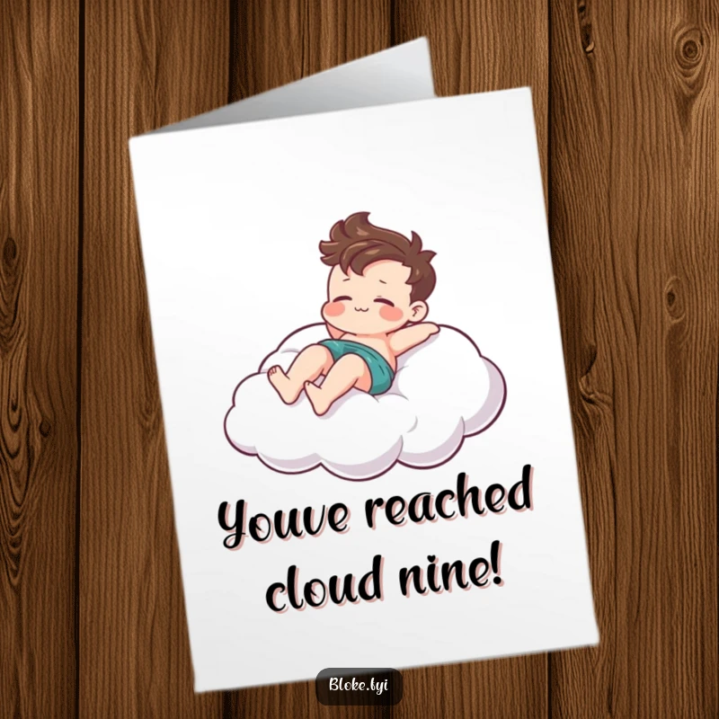 Funny Free Printable Congratulations Card: A character lounges comically on a cloud, celebrating their big win.