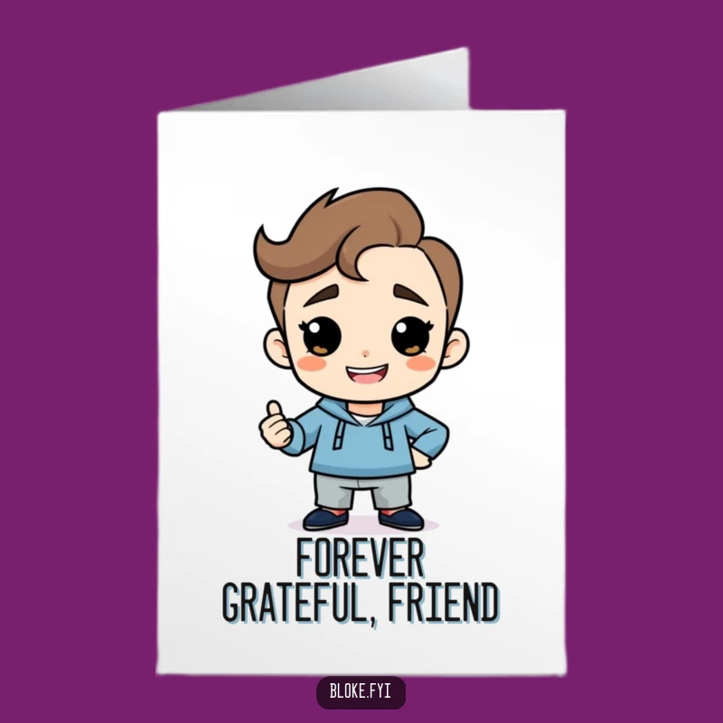 Show your thanks with this Free Printable card! A confident guy with a grin delivers your gratitude, print at home easily.
