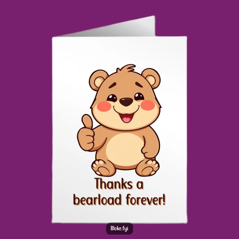Free Printable Thank You Card: Cheerful Bear Grin and Thumbs Up Gift