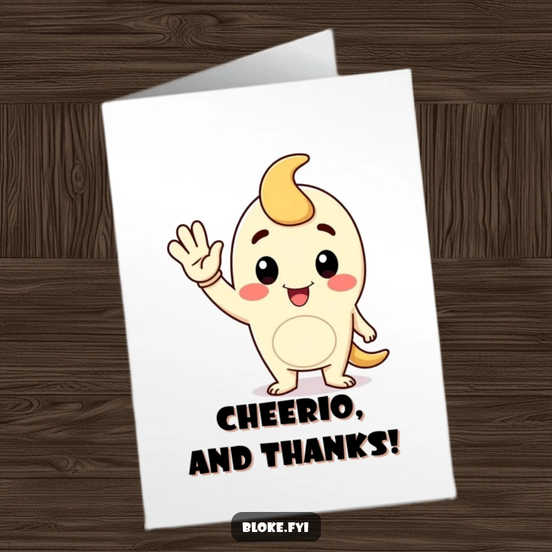 Funny Free Printable Thank You Card: A cartoon character gives a cheerful and jaunty wave.