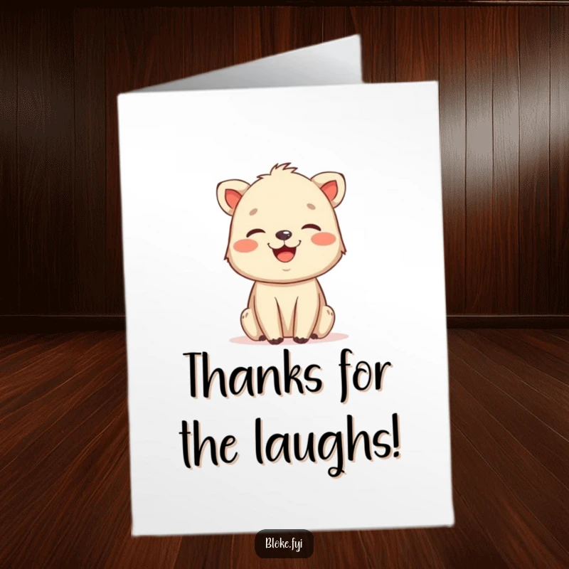 Funny Free Printable Thank You Card featuring a laughing animal with a friendly, rough charm, a humorous and downloadable thank you.