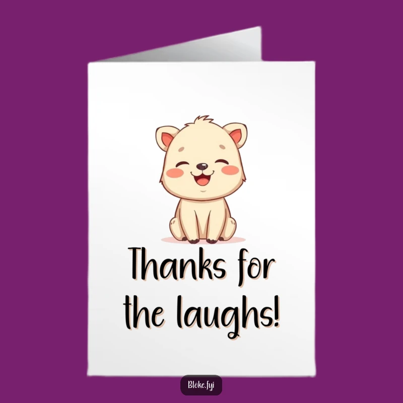 Free Printable Thank You Card: Laughing Animal, Rough Charm, Funny Downloadable Gift