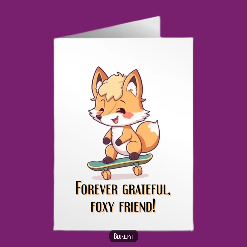 Free Printable Thank You Card: Skateboarding Fox Gratitude Downloadable