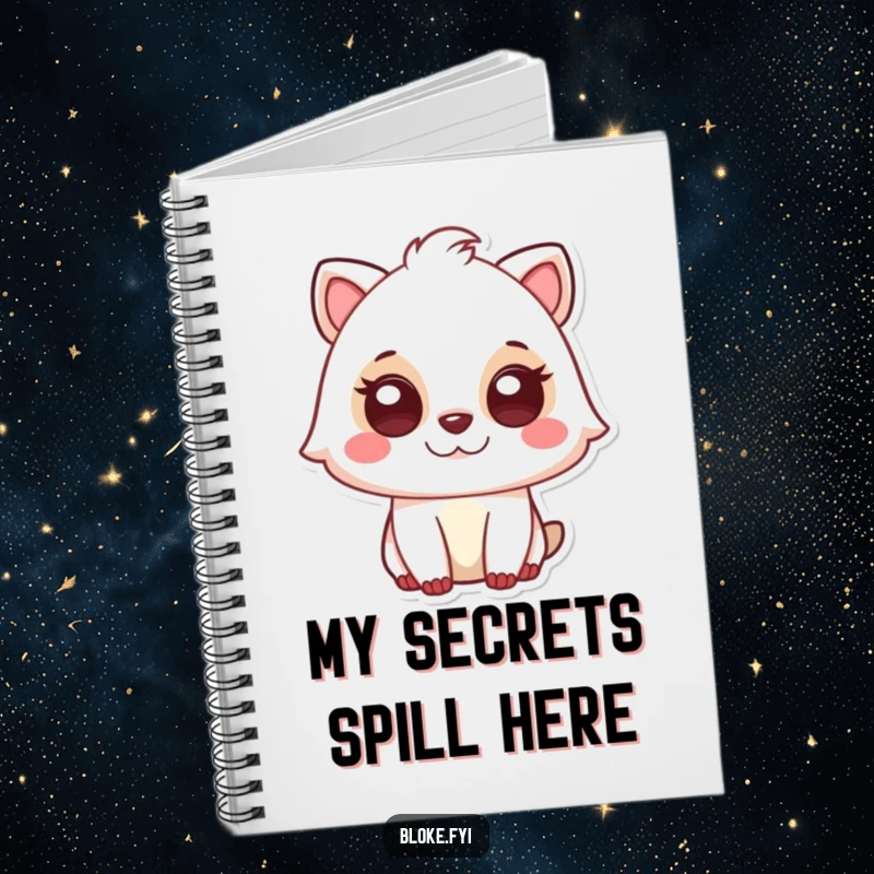 Funny notebook with a cute animal character giving a knowing glance, ideal for journaling secrets and clever thoughts.