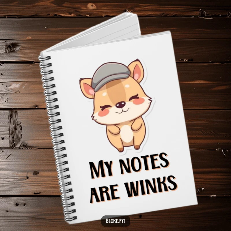 Funny Stout Animal Notebook featuring a character in a flat cap with a playful wink, perfect for jotting down funny thoughts.