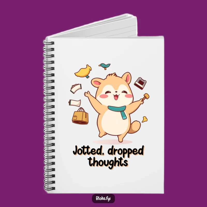 Jot down your thoughts with this funny notebook featuring a stout animal character juggling. Perfect for capturing all your busy plans!