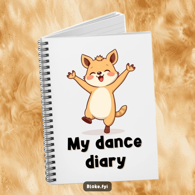 Funny Sturdy Animal Notebook with a cover featuring a stout creature joyfully dancing in a charmingly clumsy manner.