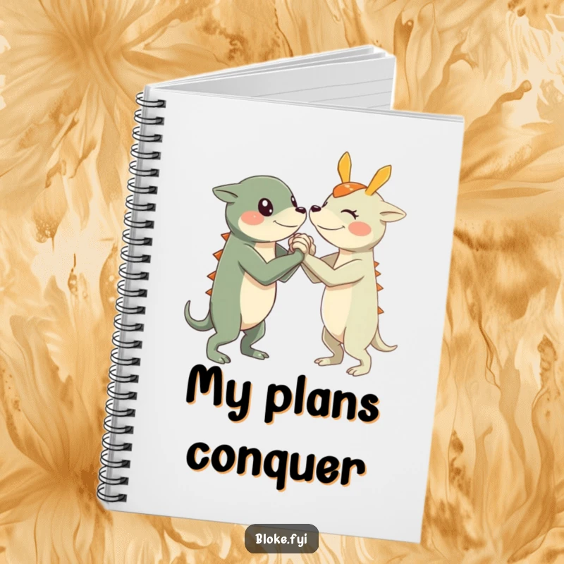 Funny Arm Wrestle Creature Notebook featuring a character with short, sturdy limbs arm wrestling, perfect for jotting down ideas.