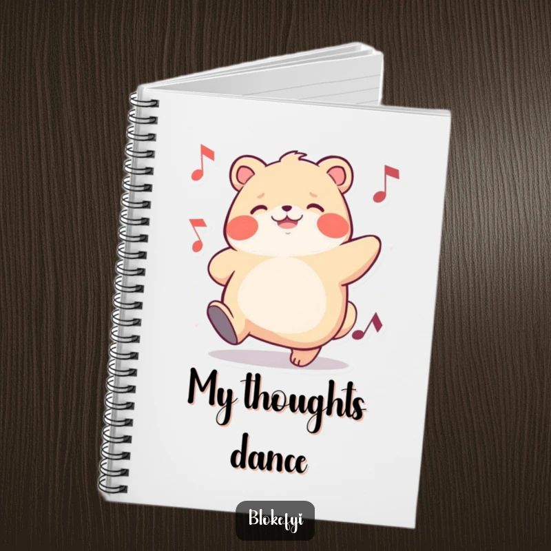 Funny notebook with a chubby animal character tapping its foot, perfect for jotting down notes with a cheerful, musical vibe.