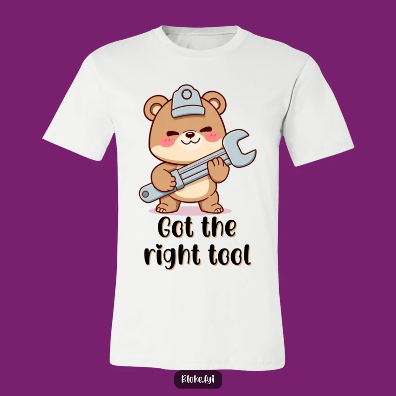 Funny Bear T-Shirt - Mischievous Wrench Offer Tee, DIY Humor Gift