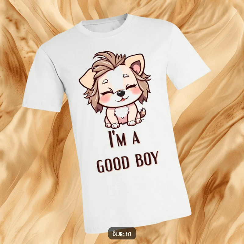Funny T-Shirt with a playful dog character sporting a messy hairdo and giving a cheeky, knowing wink.