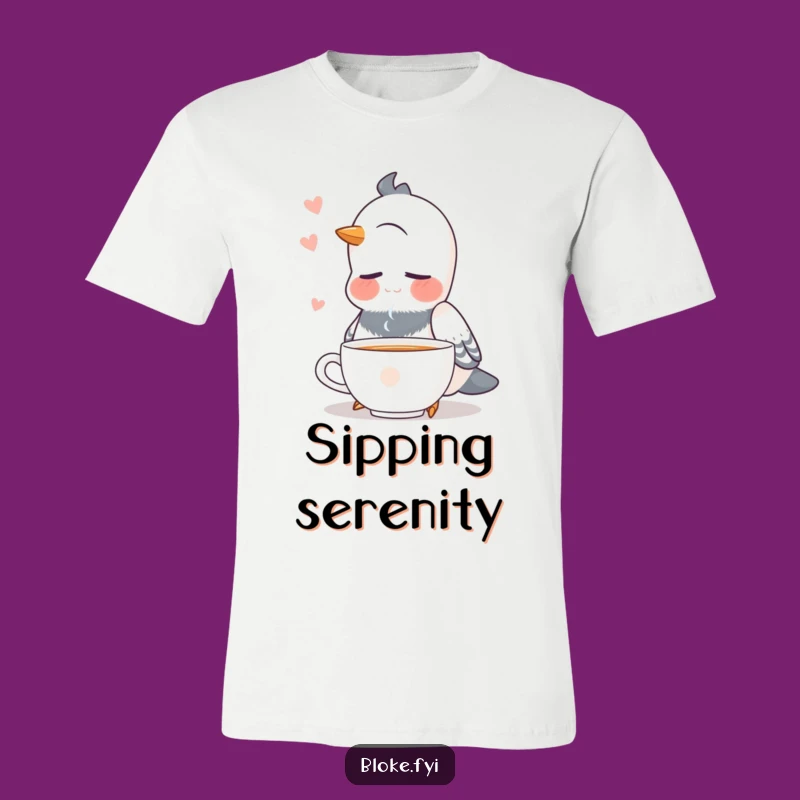 Funny Pigeon Tea Time T-Shirt: Relax and Unwind! A Hilarious Funny Gift.