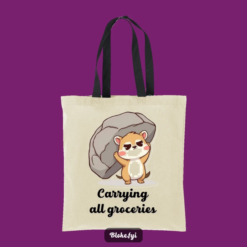 Funny Boulder Lift Tote Bag - Strong Funny Gift for Shoppers