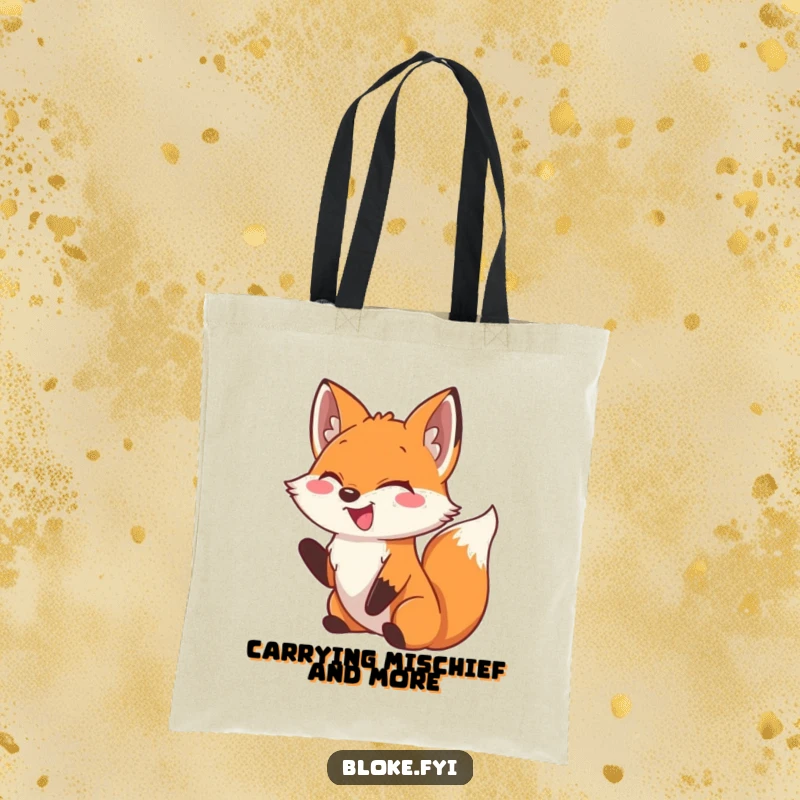 Funny Fox Tote Bag: A mischievous fox with a hearty laugh offers a playful nudge, perfect for carrying essentials with humor.