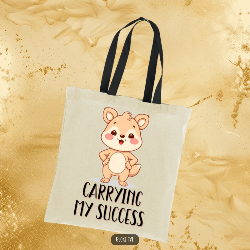 Funny Tote Bag: A smiling animal stands proudly with hands on hips, a hilarious symbol of confidence and self-assuredness.