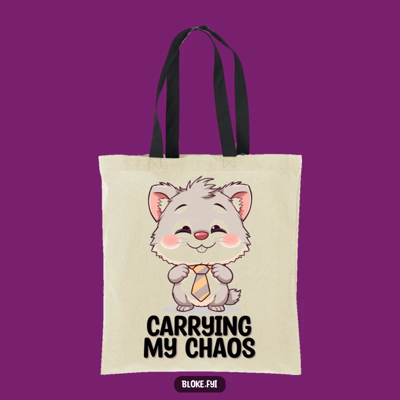 Funny Furry Creature Tote Bag - Cheeky Grin Style, Perfect Humorous Gift