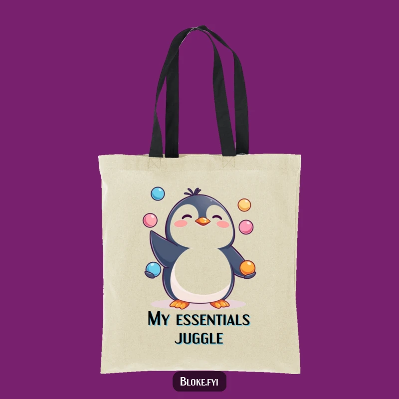 Funny Penguin Juggling Tote Bag: Happy Design, Pudgy Charm, Great Gift!